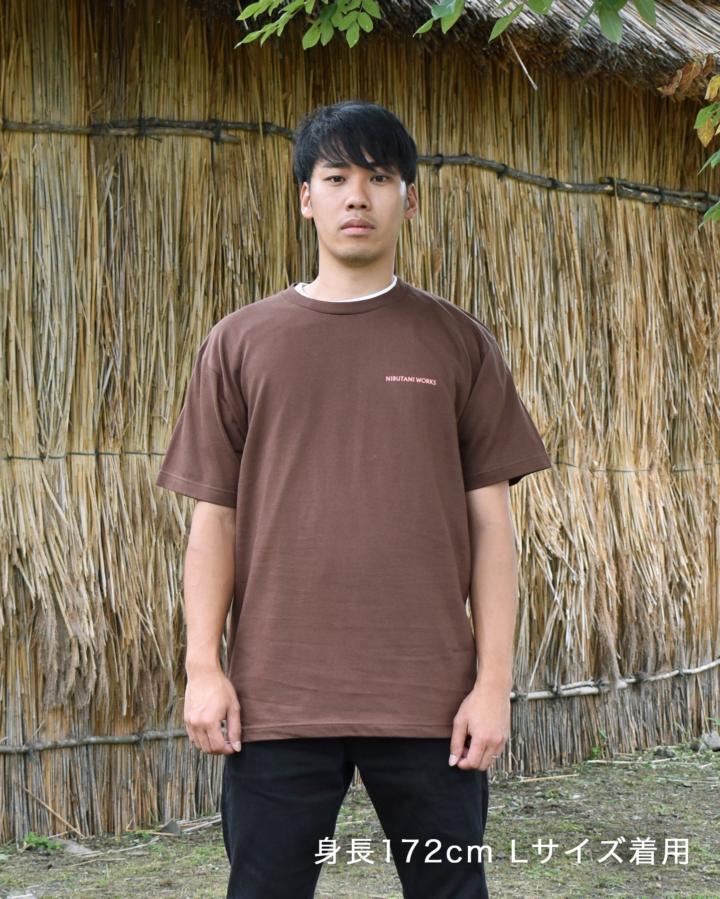 アイヌ文様線画バックプリントTシャツ　4color