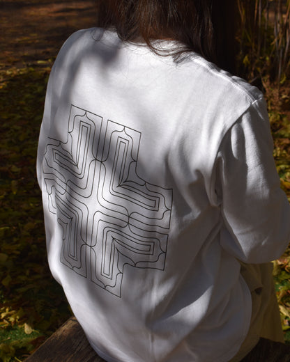 アイヌ文様線画バックプリントロングスリーブTシャツ　3color