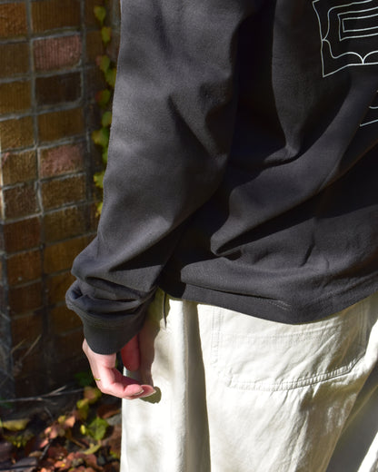 アイヌ文様線画バックプリントロングスリーブTシャツ　3color