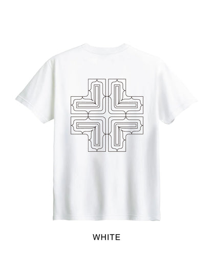 アイヌ文様線画バックプリントTシャツ　4color