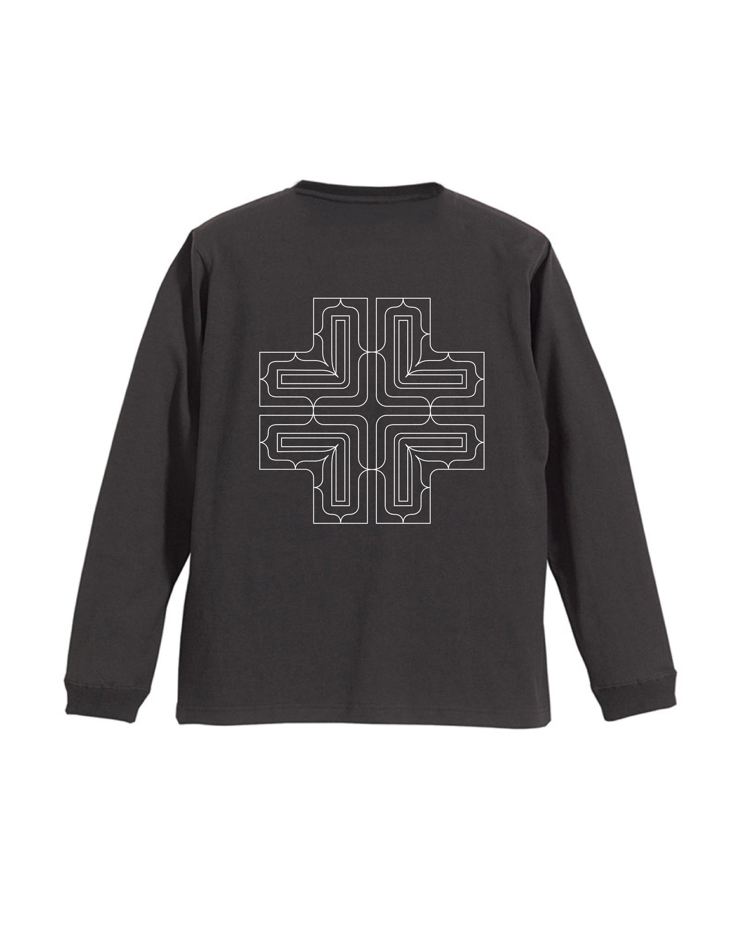 アイヌ文様線画バックプリントロングスリーブTシャツ　3color