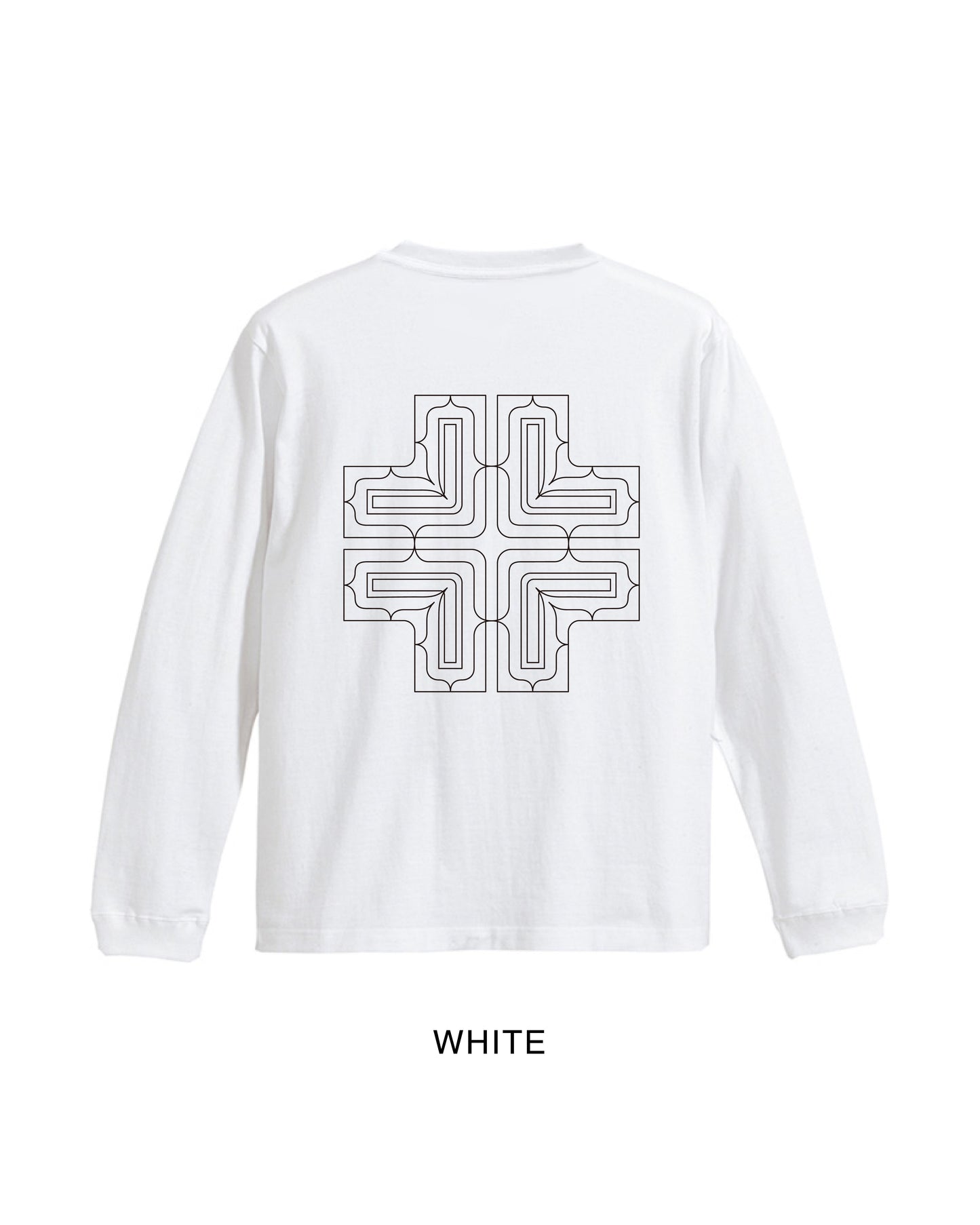 アイヌ文様線画バックプリントロングスリーブTシャツ　3color