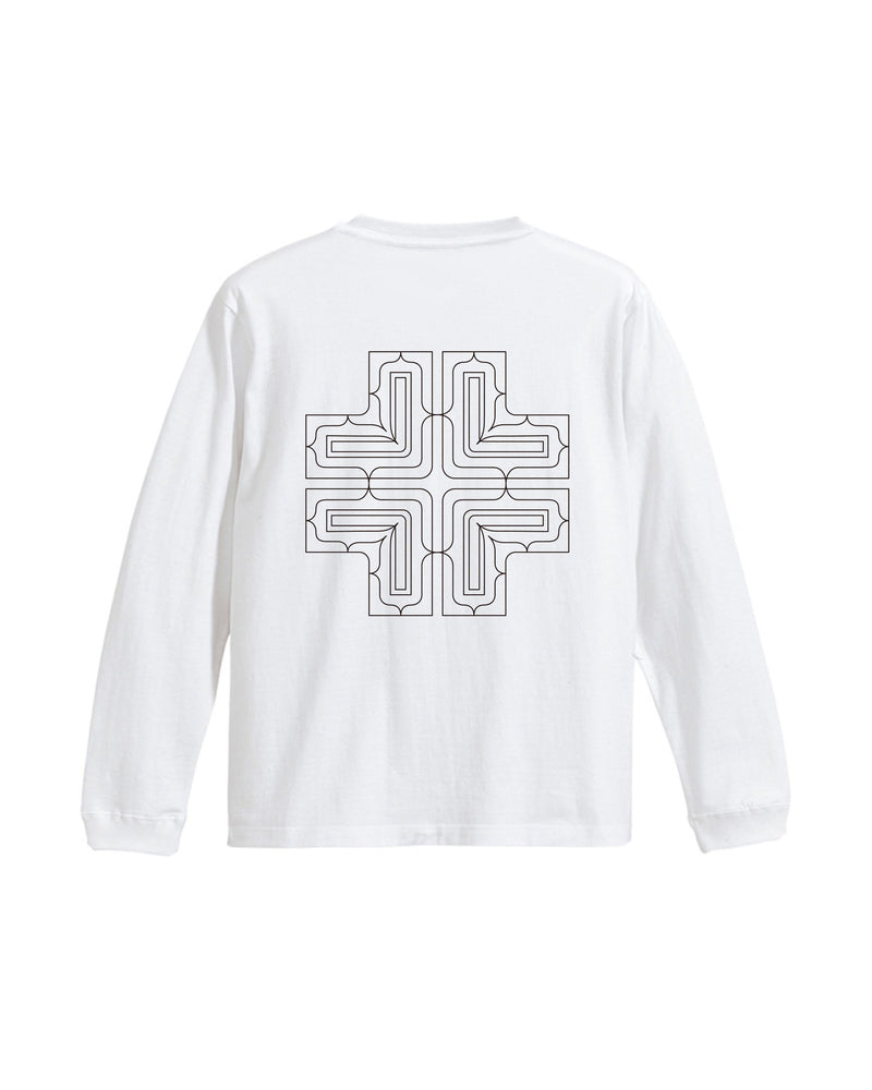 アイヌ文様線画バックプリントロングスリーブTシャツ　3color